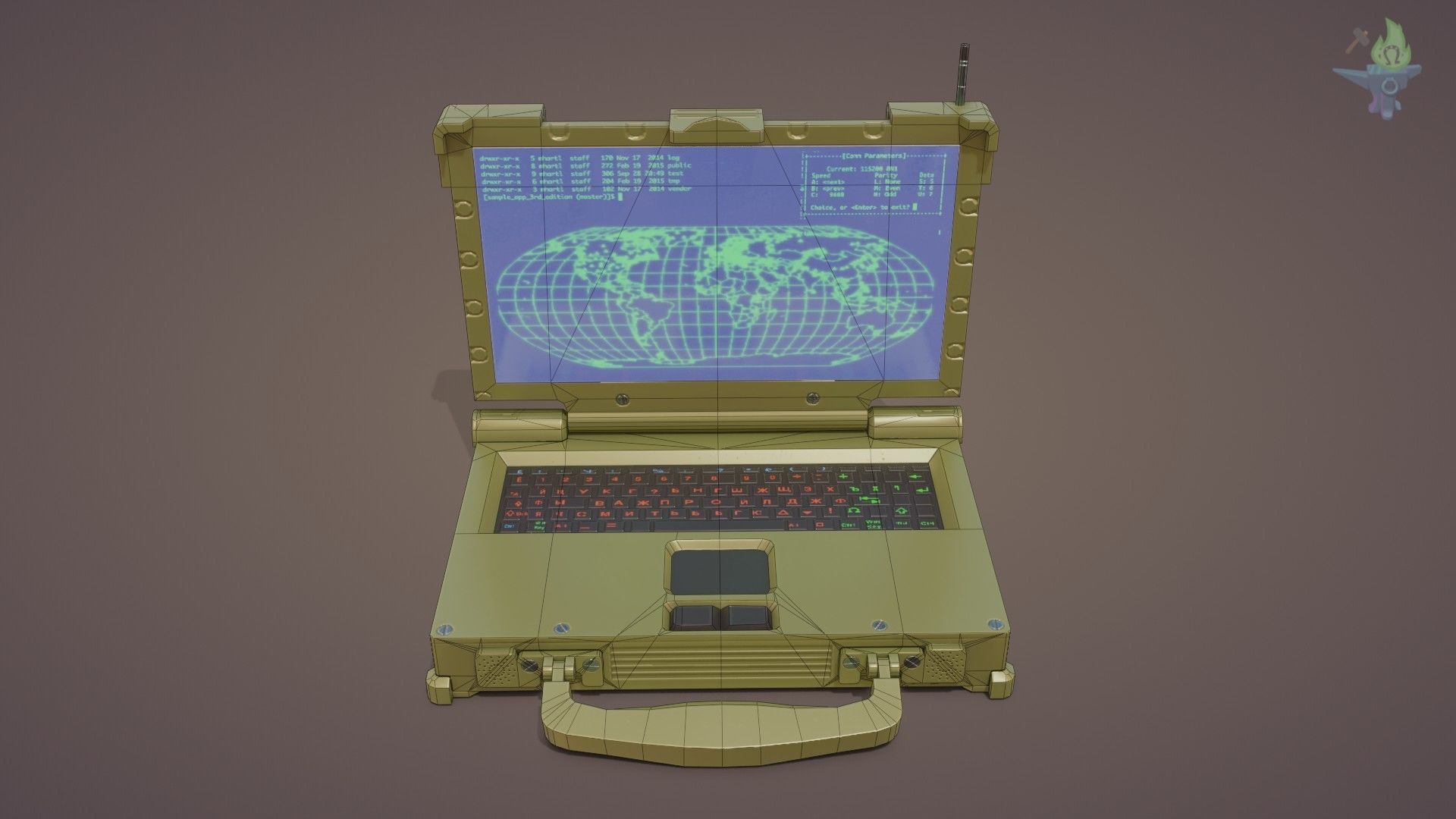 Tactical Laptop Low-poly 3D model_7
