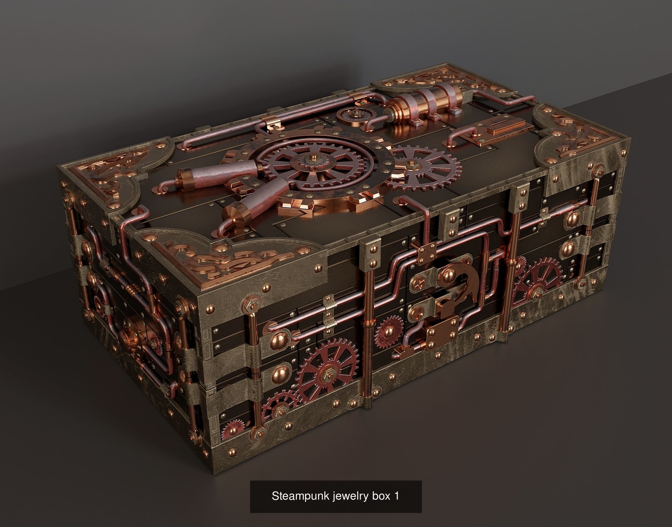3 steampunk boxes 3D Model Collection_1