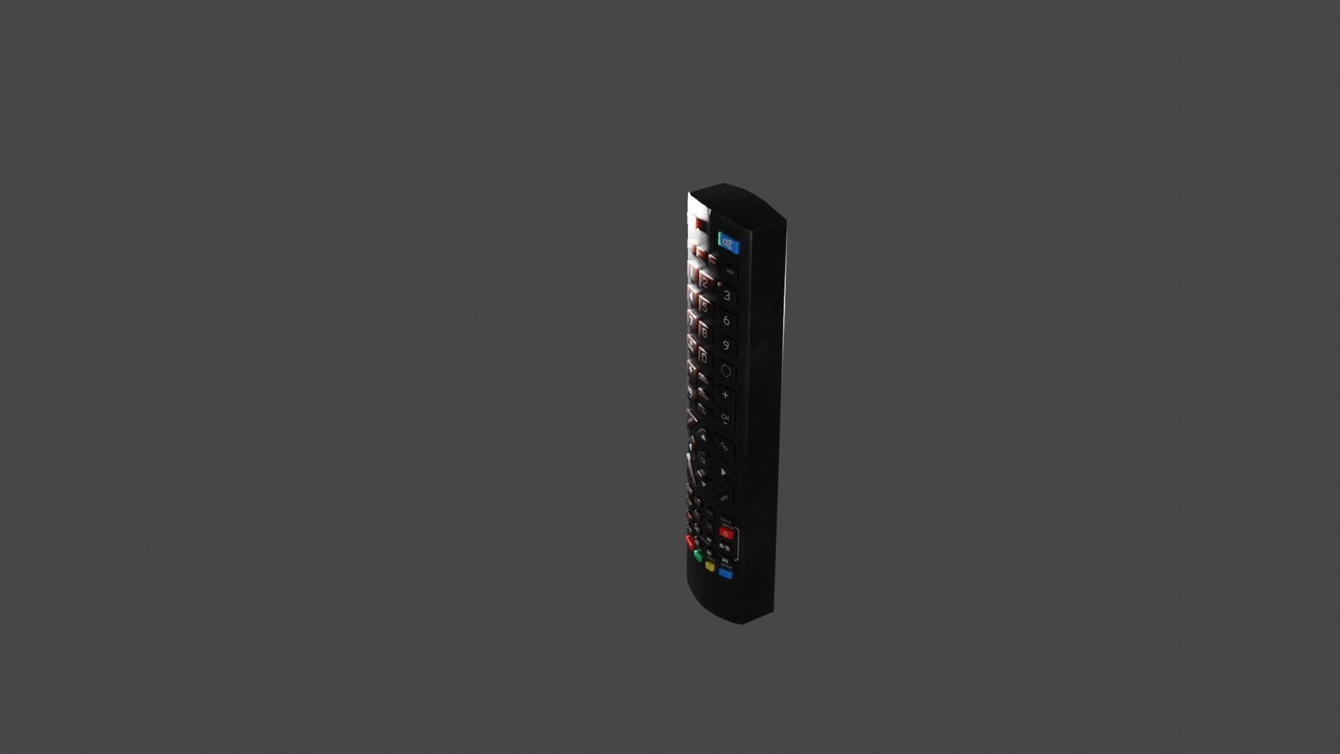 Black TV Remote Control 3D model_4