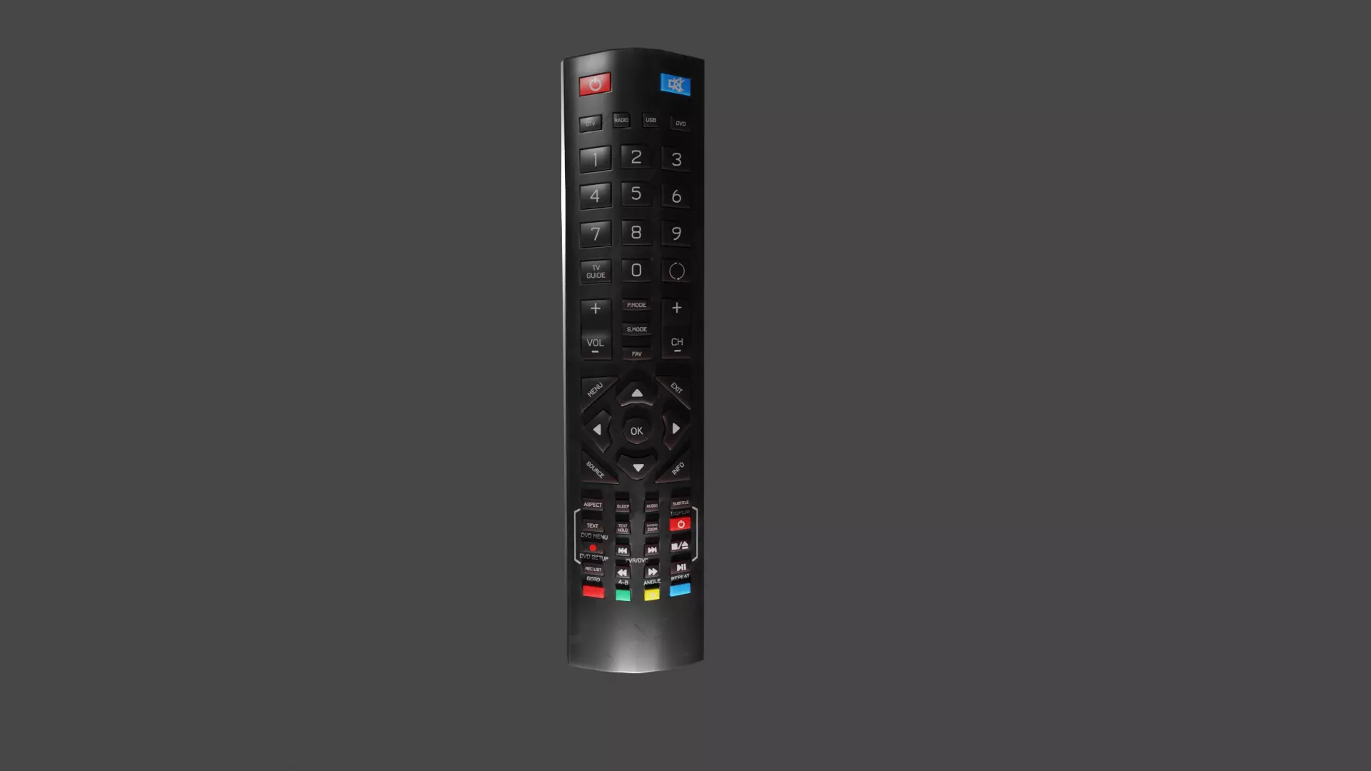 Black TV Remote Control 3D model_0