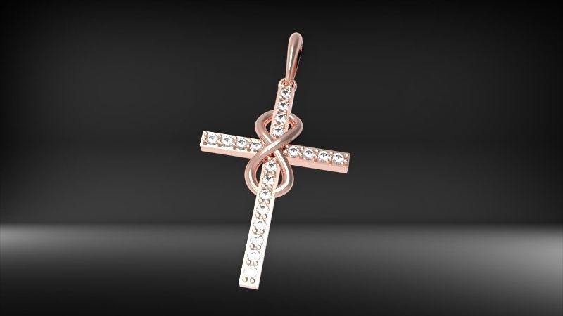 Diamond Infinity Cross Pendant Necklace Jewelry 3D print model_22
