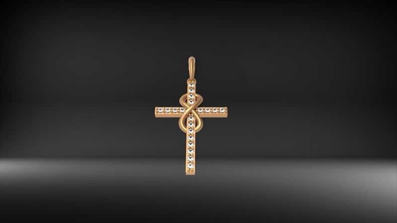 Diamond Infinity Cross Pendant Necklace Jewelry 3D print model_4