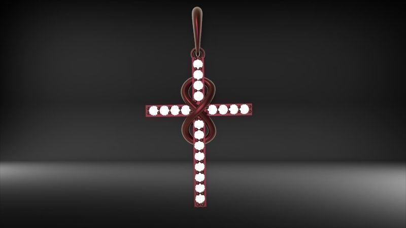 Diamond Infinity Cross Pendant Necklace Jewelry 3D print model_20