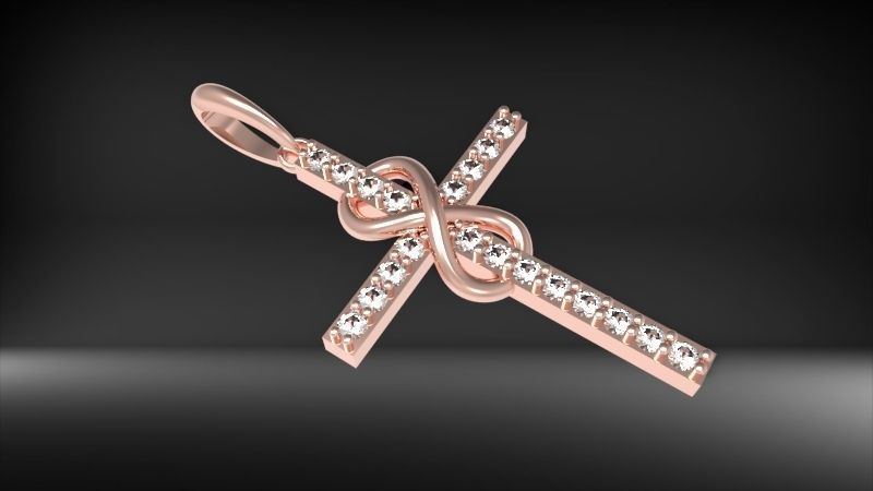 Diamond Infinity Cross Pendant Necklace Jewelry 3D print model_21