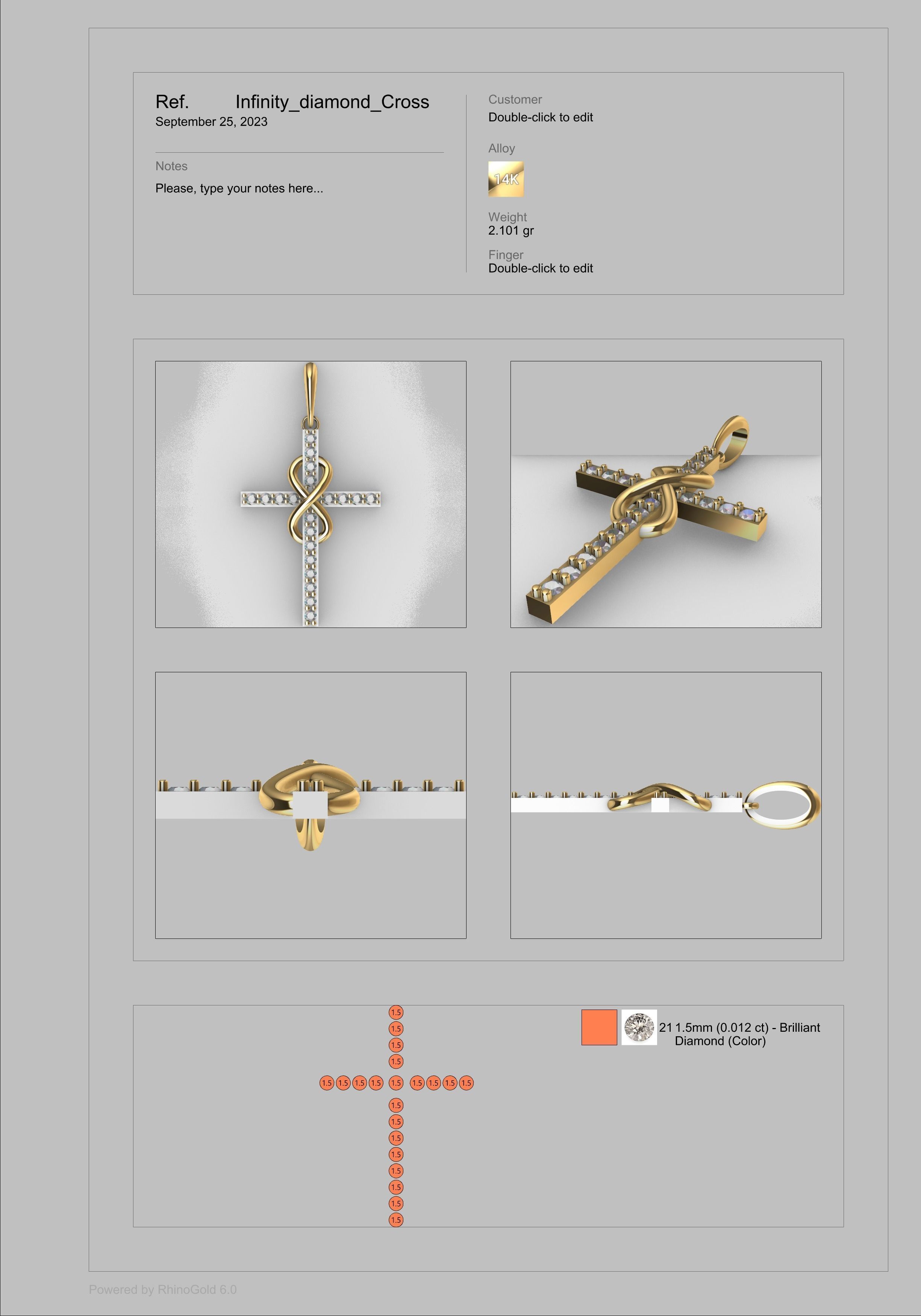 Diamond Infinity Cross Pendant Necklace Jewelry 3D print model_30