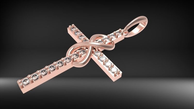 Diamond Infinity Cross Pendant Necklace Jewelry 3D print model_23