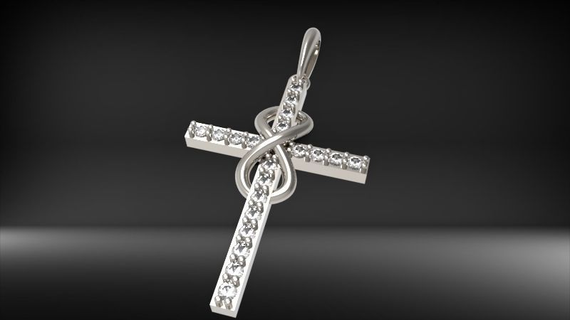 Diamond Infinity Cross Pendant Necklace Jewelry 3D print model_11