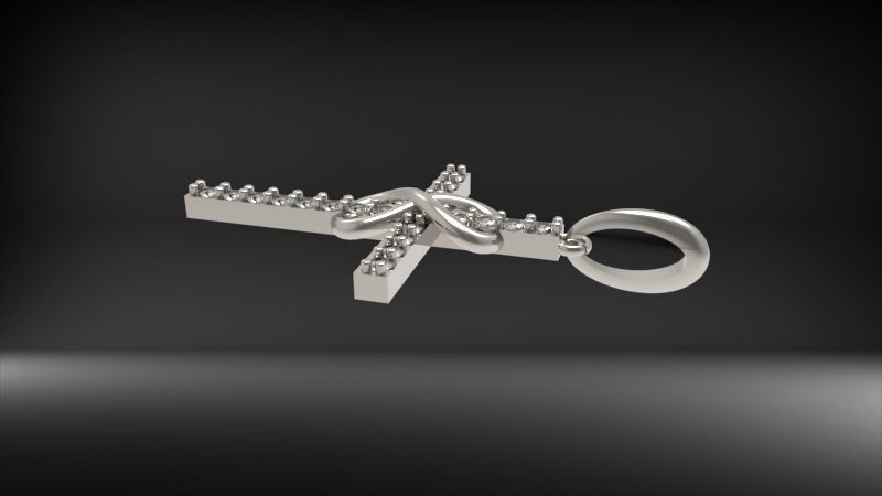 Diamond Infinity Cross Pendant Necklace Jewelry 3D print model_13