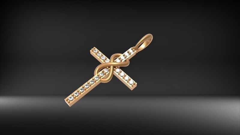 Diamond Infinity Cross Pendant Necklace Jewelry 3D print model_5