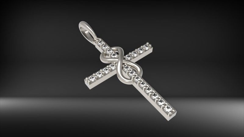 Diamond Infinity Cross Pendant Necklace Jewelry 3D print model_10