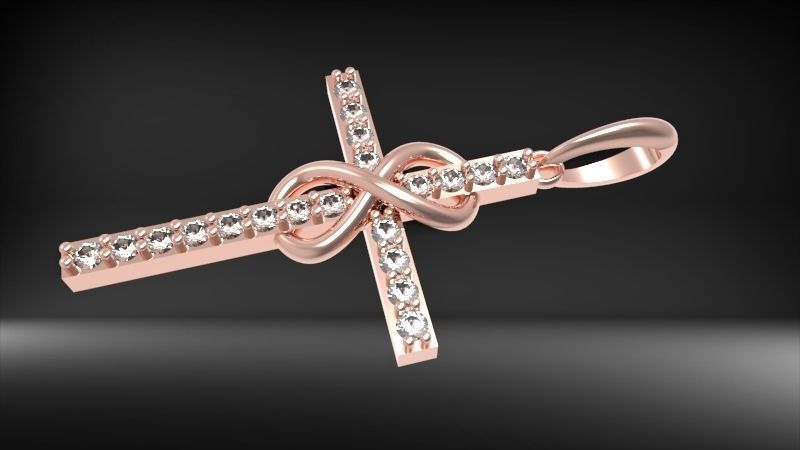 Diamond Infinity Cross Pendant Necklace Jewelry 3D print model_24