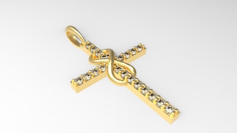 Diamond Infinity Cross Pendant Necklace Jewelry 3D print model_2