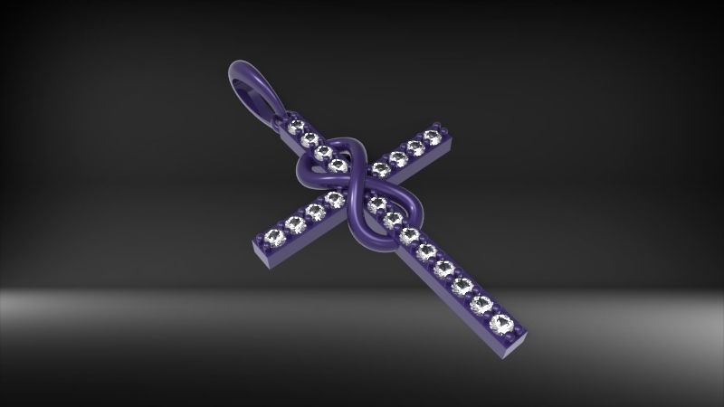 Diamond Infinity Cross Pendant Necklace Jewelry 3D print model_16