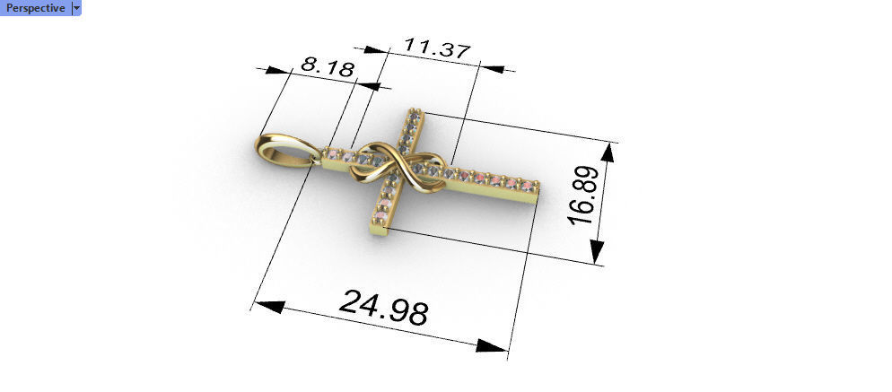 Diamond Infinity Cross Pendant Necklace Jewelry 3D print model_29