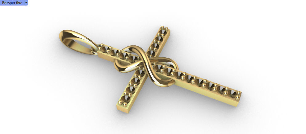 Diamond Infinity Cross Pendant Necklace Jewelry 3D print model_31