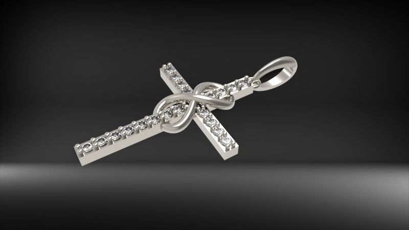 Diamond Infinity Cross Pendant Necklace Jewelry 3D print model_12