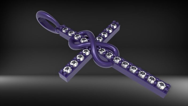 Diamond Infinity Cross Pendant Necklace Jewelry 3D print model_17