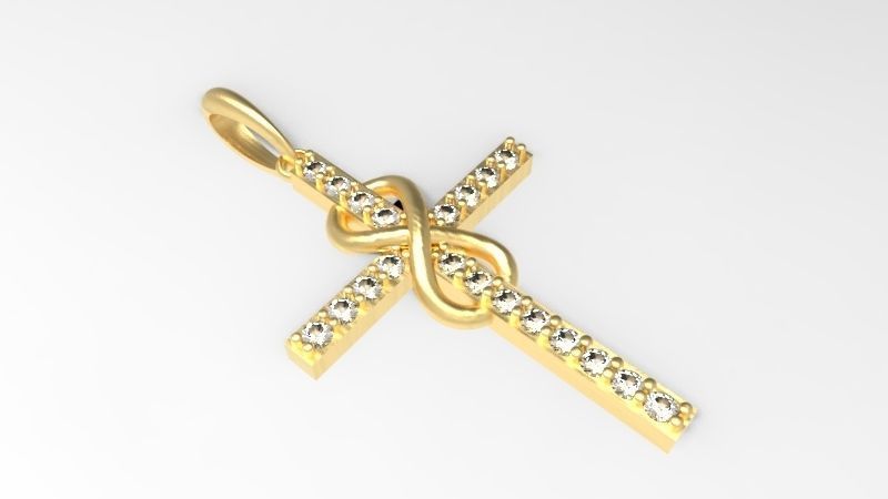 Diamond Infinity Cross Pendant Necklace Jewelry 3D print model_1