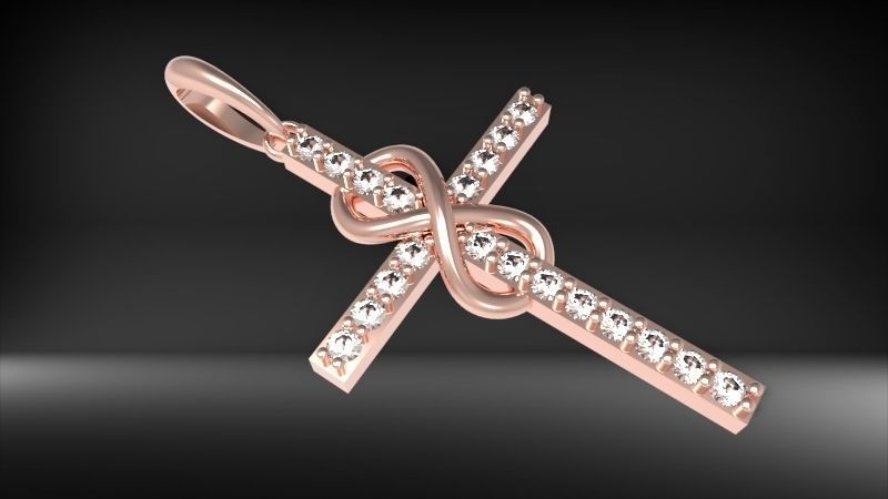 Diamond Infinity Cross Pendant Necklace Jewelry 3D print model_25