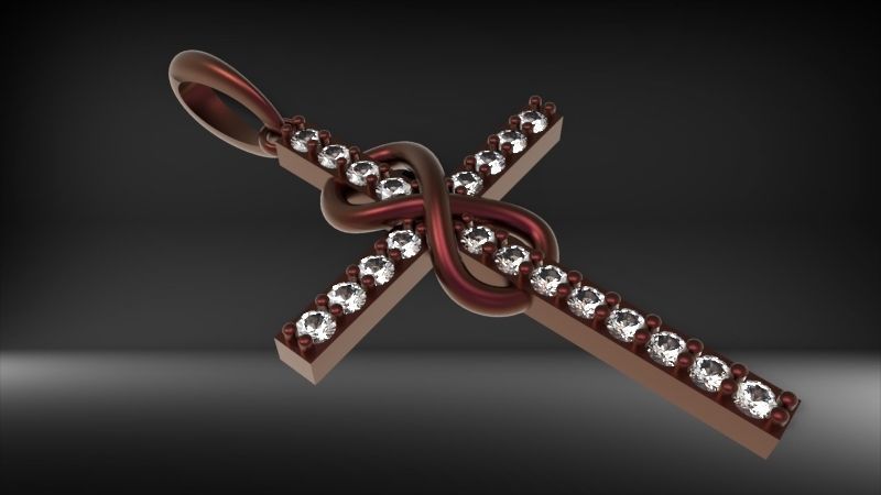 Diamond Infinity Cross Pendant Necklace Jewelry 3D print model_18