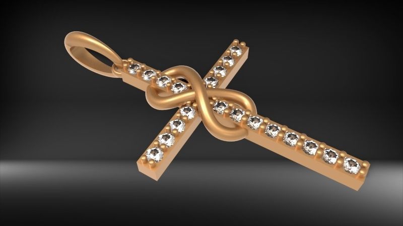 Diamond Infinity Cross Pendant Necklace Jewelry 3D print model_9