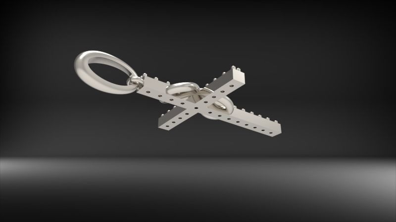 Diamond Infinity Cross Pendant Necklace Jewelry 3D print model_15