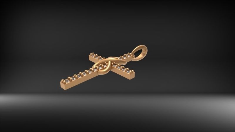 Diamond Infinity Cross Pendant Necklace Jewelry 3D print model_6