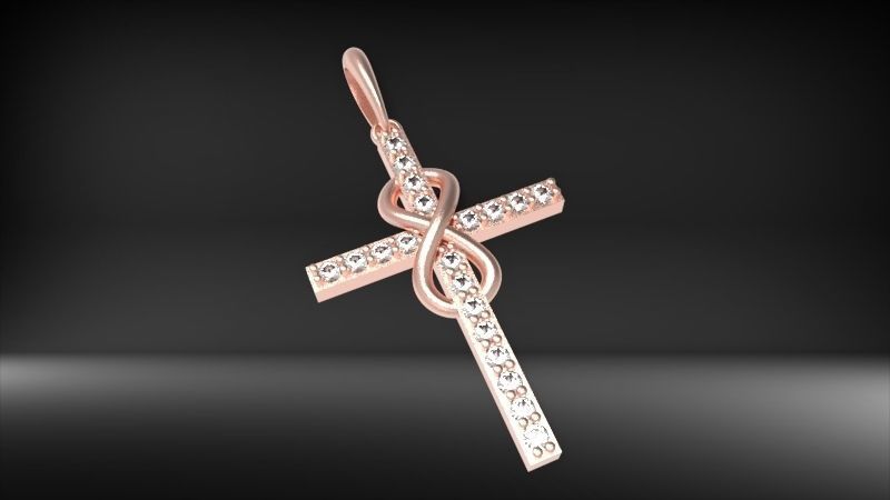 Diamond Infinity Cross Pendant Necklace Jewelry 3D print model_27