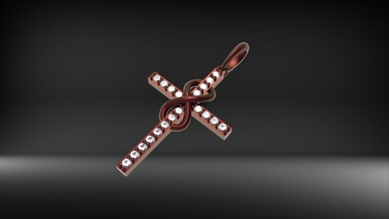 Diamond Infinity Cross Pendant Necklace Jewelry 3D print model_19