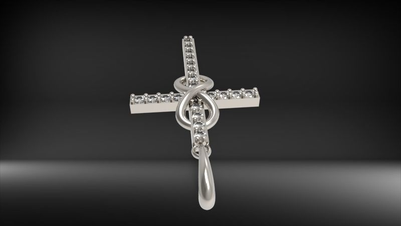 Diamond Infinity Cross Pendant Necklace Jewelry 3D print model_14