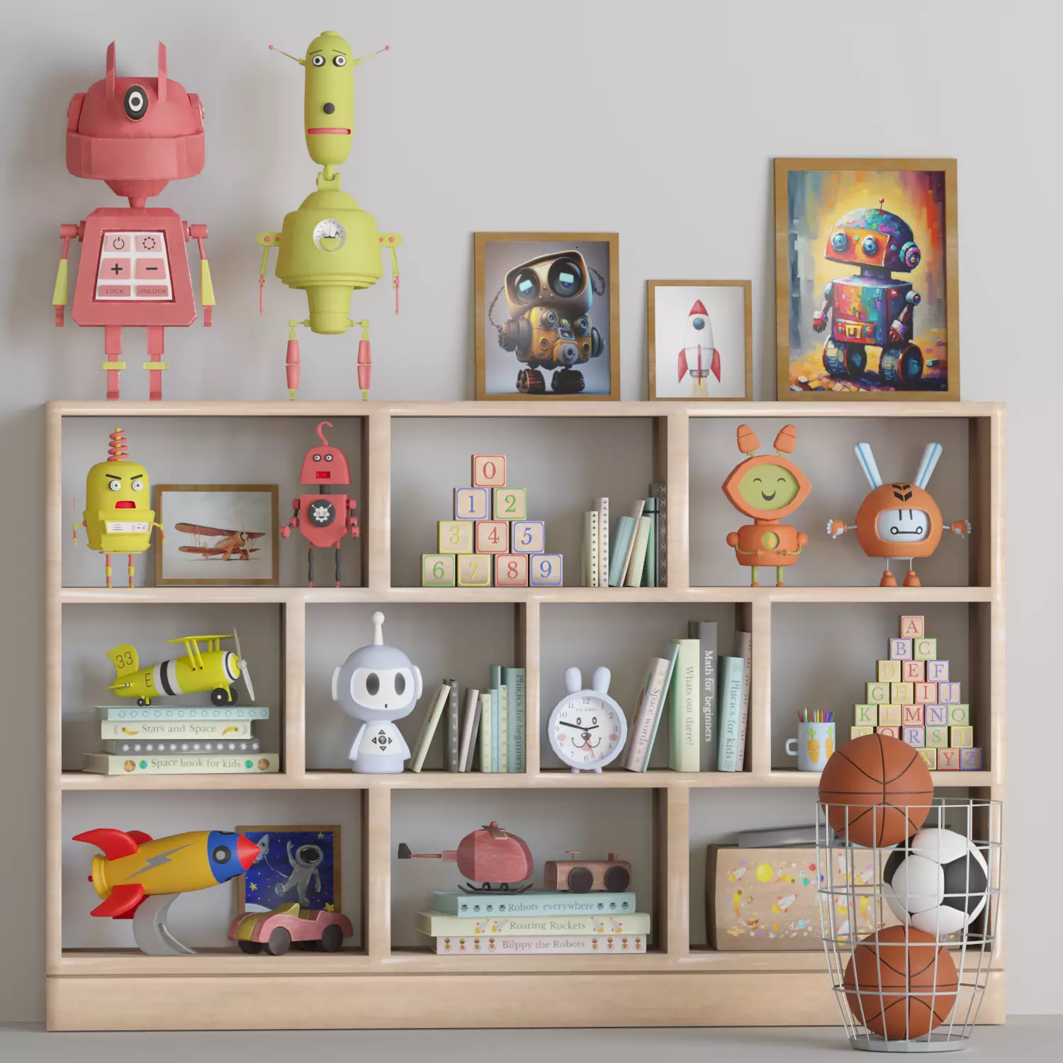 Decor set for kids with toys 3D model_0