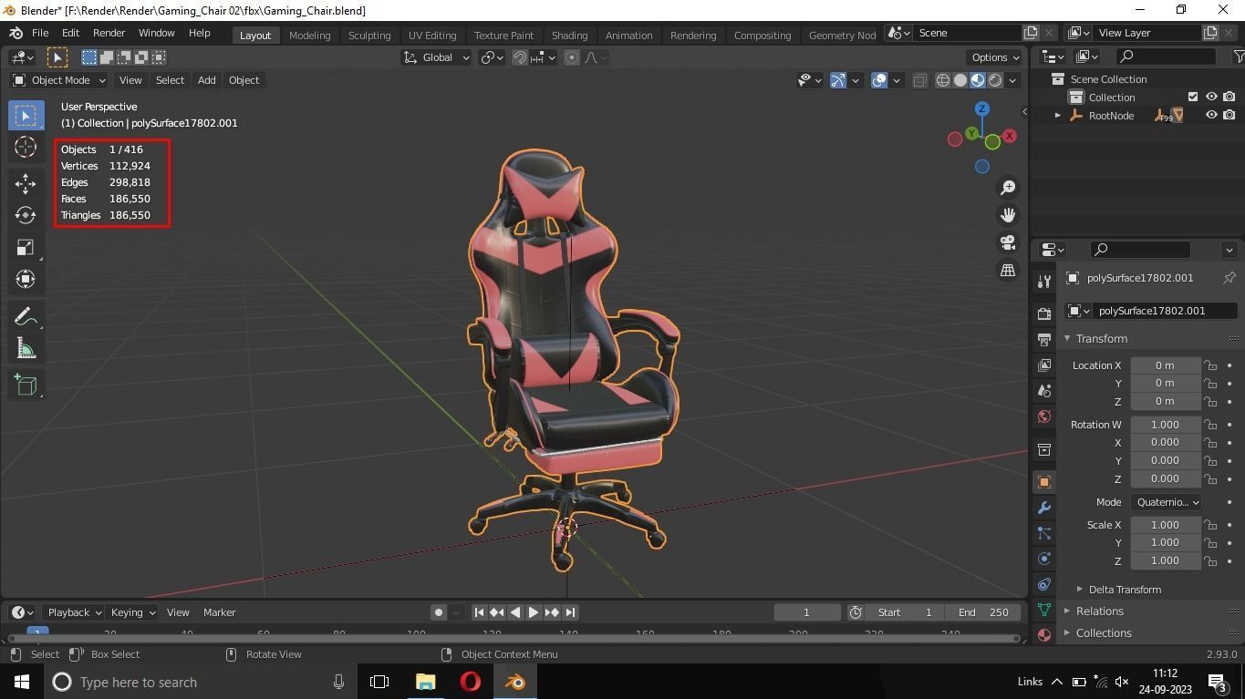 Gaming Chair Low-poly 3D model_12