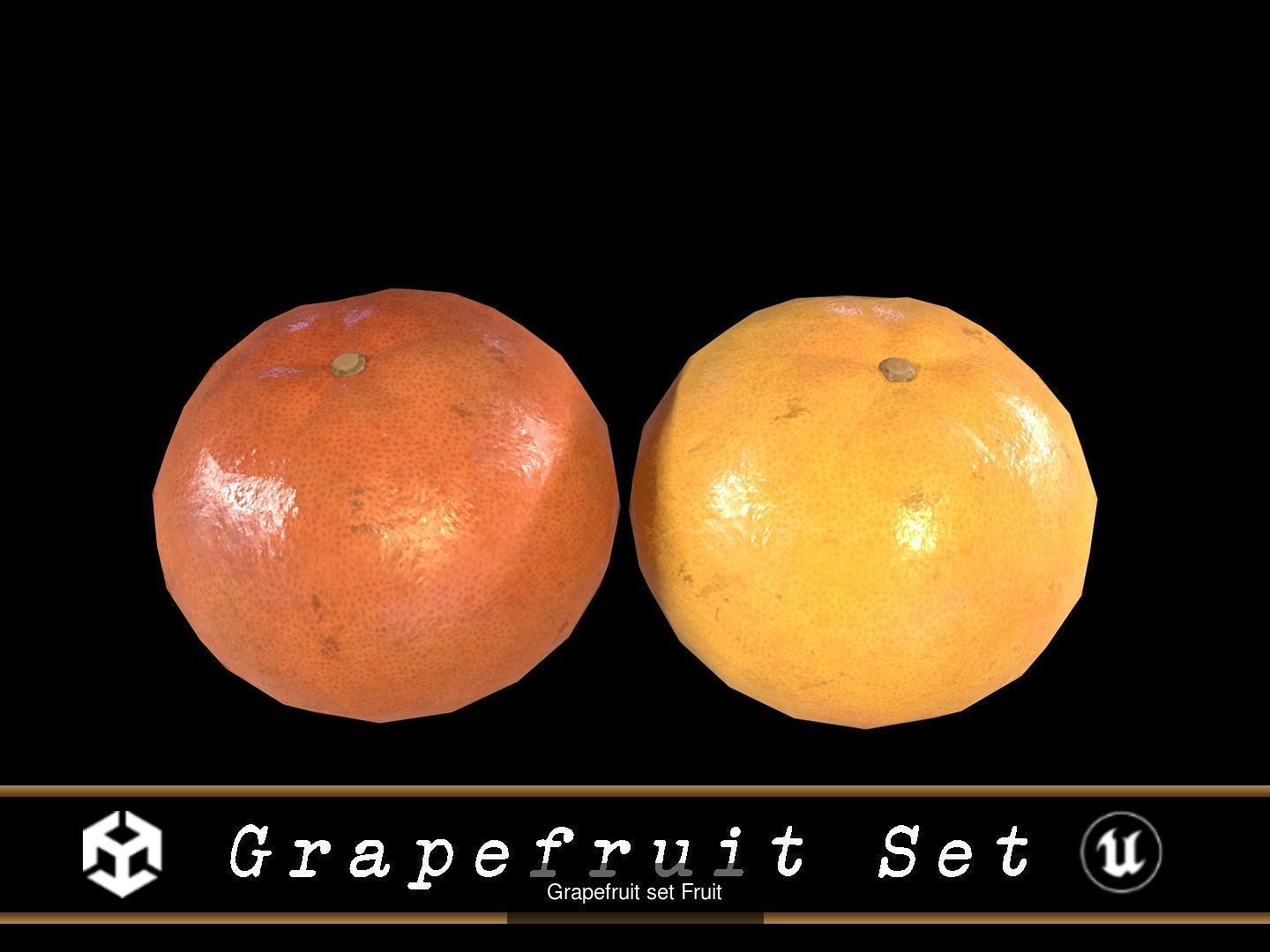 Fruit Pack - Organe - Banana - Grapefruit - Apples 3D Model Collection_8