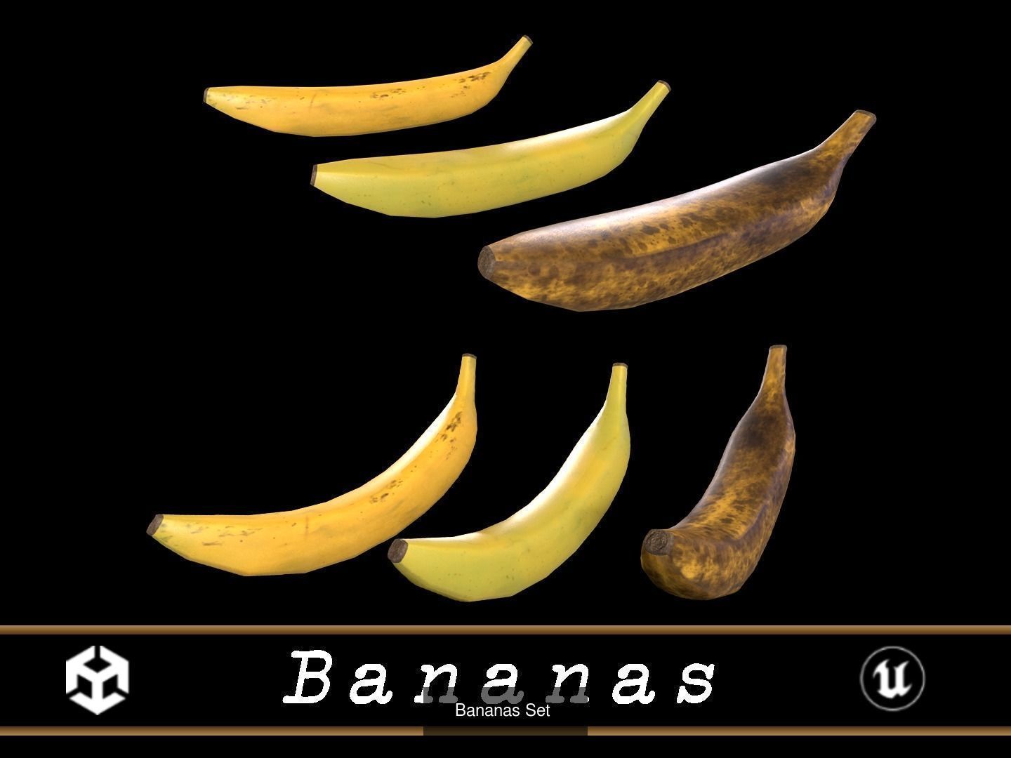 Fruit Pack - Organe - Banana - Grapefruit - Apples 3D Model Collection_9