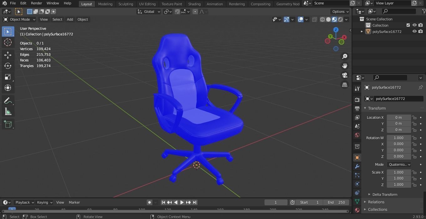 Gaming chair Low-poly 3D model_13