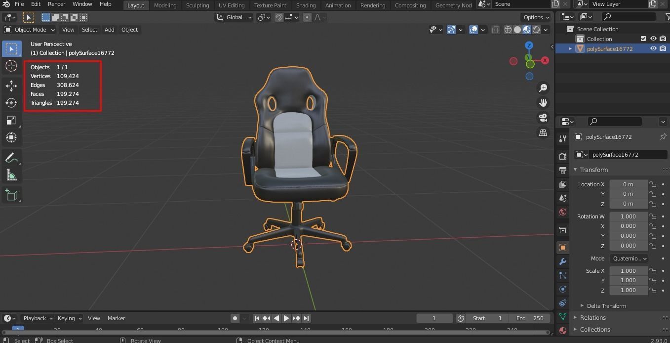 Gaming chair Low-poly 3D model_15