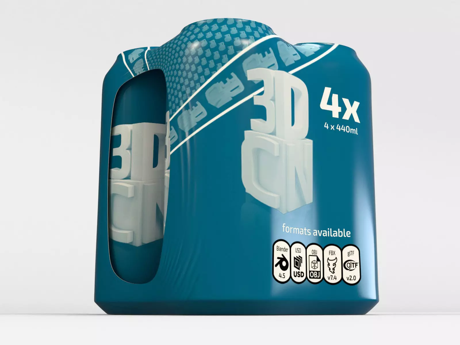 4 pack 440ml Shinkwrapped Beverage Cans 3D model 3D model_8