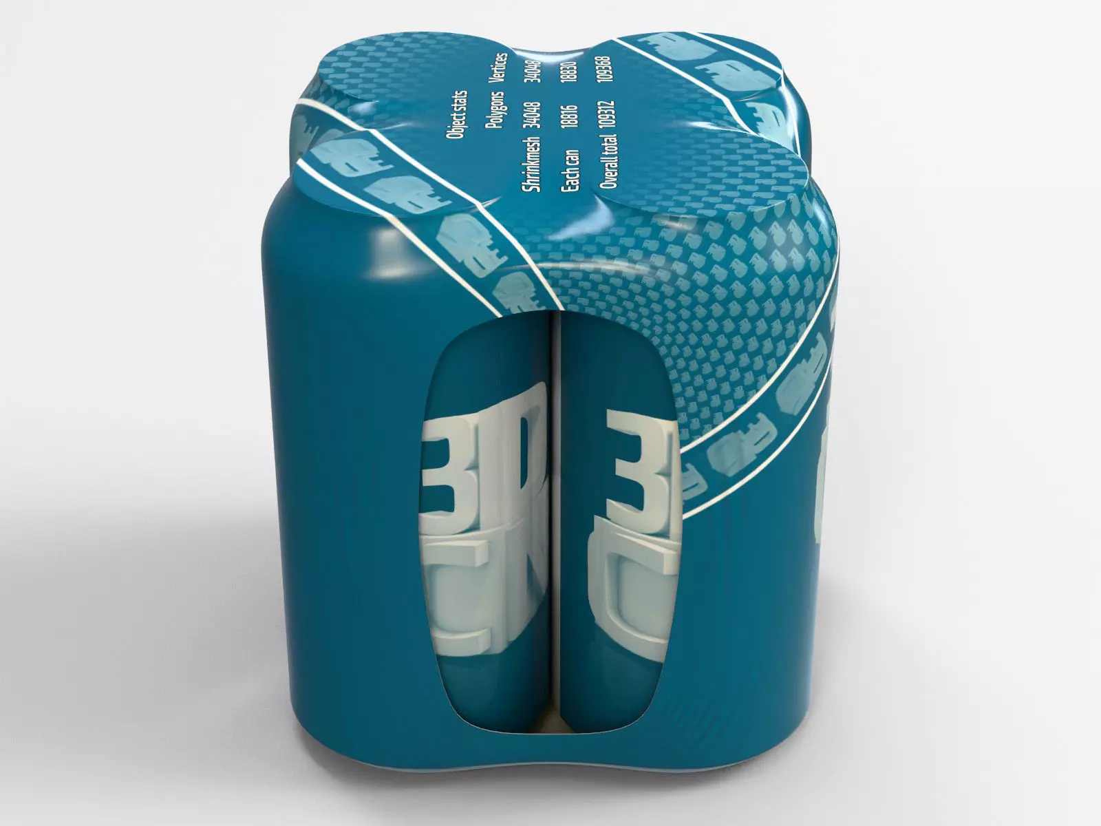 4 pack 440ml Shinkwrapped Beverage Cans 3D model 3D model_4