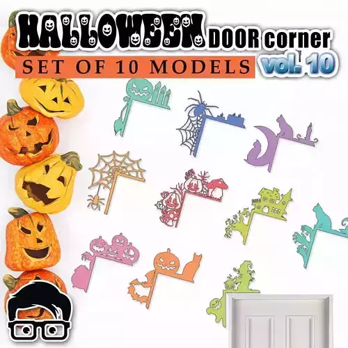 HALLOWEEN DOOR OR WINDOW CORNER SET OF 10 MODELS VOL 10 3D print model