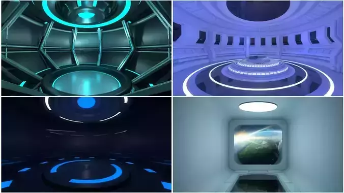  4 Sci Fi Room Set 3D model