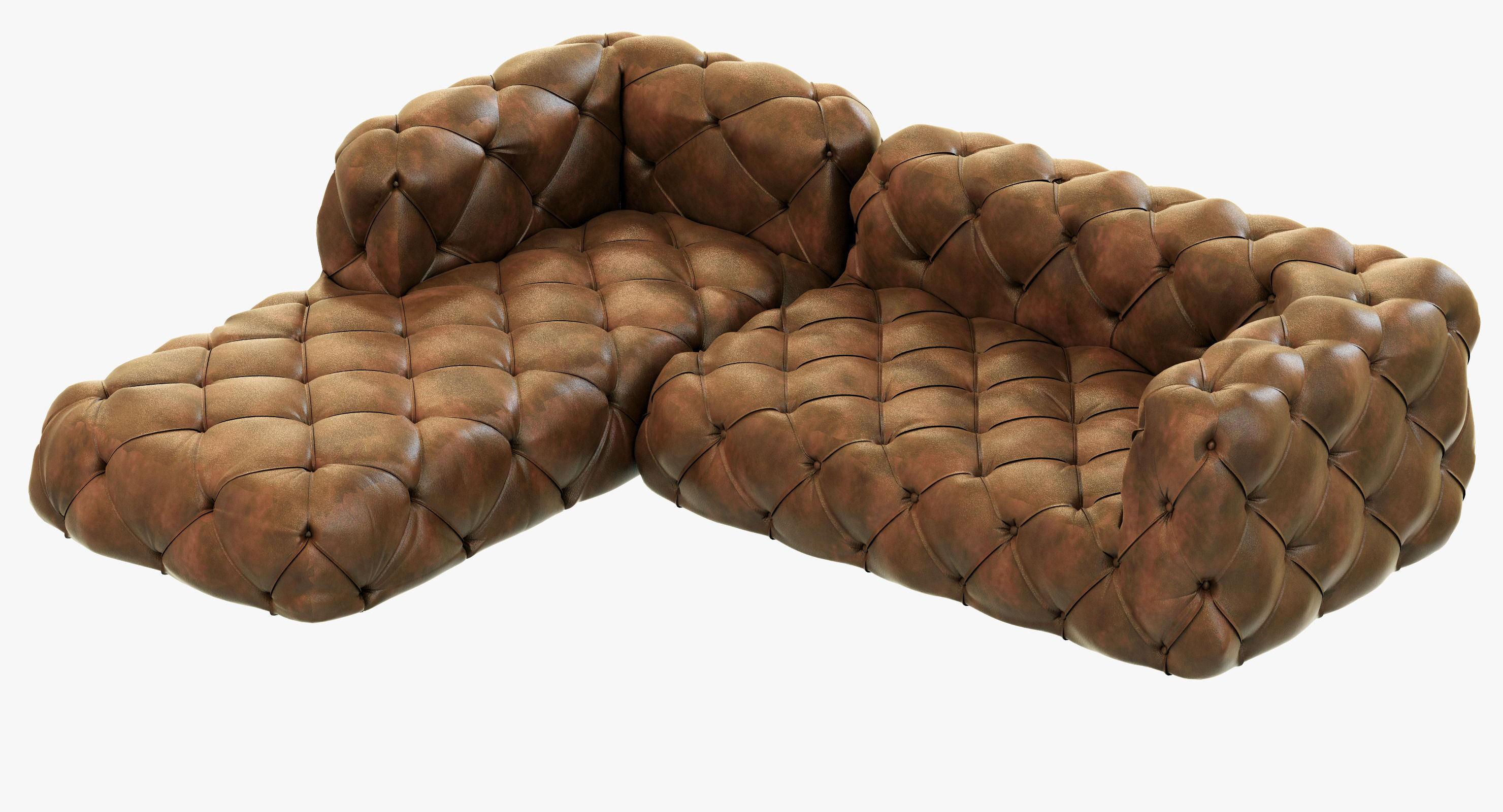 Restoration Hardware Soho Tufted Leather Left-Arm Sofa 3D model_4