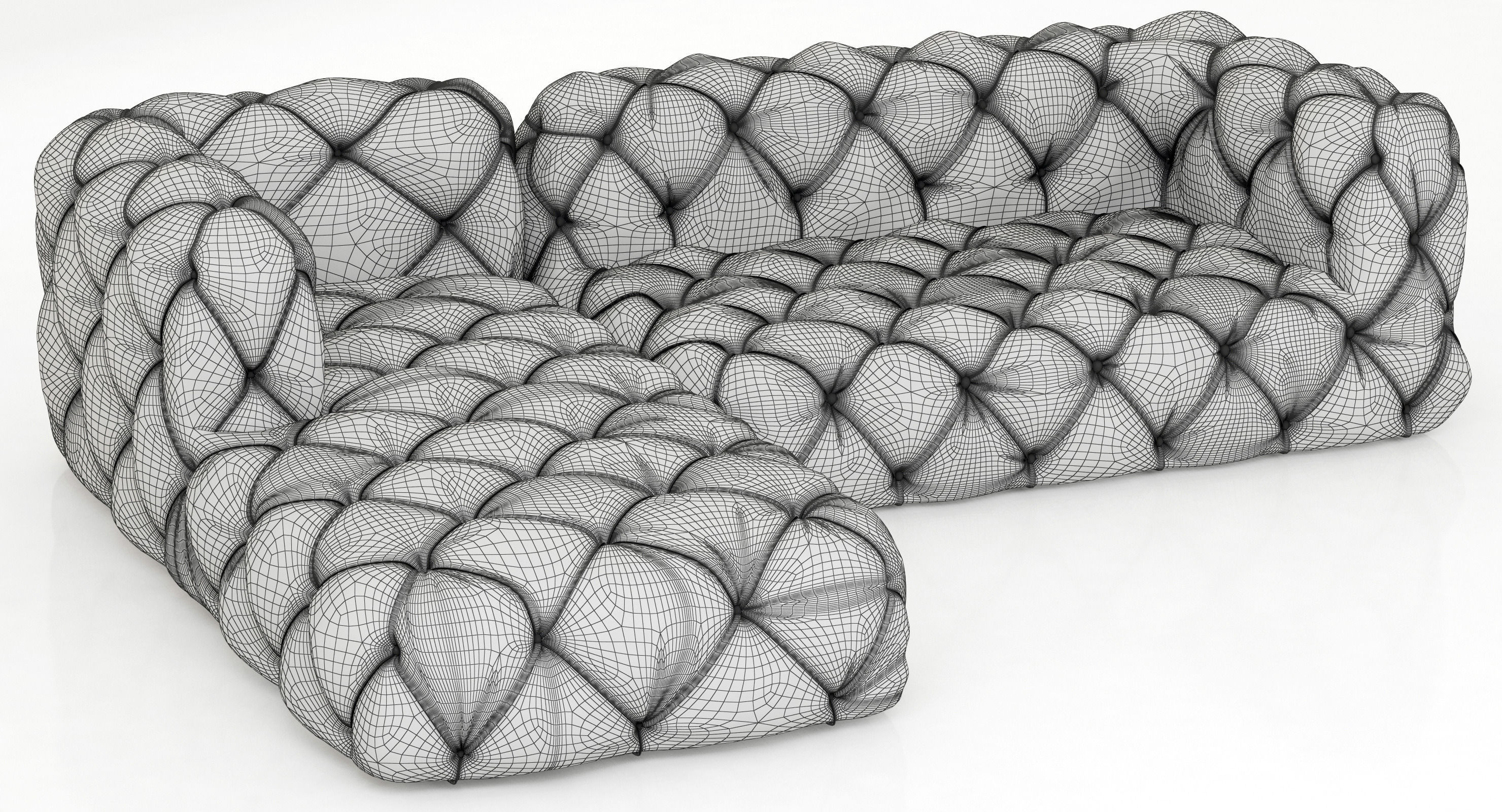 Restoration Hardware Soho Tufted Leather Left-Arm Sofa 3D model_7