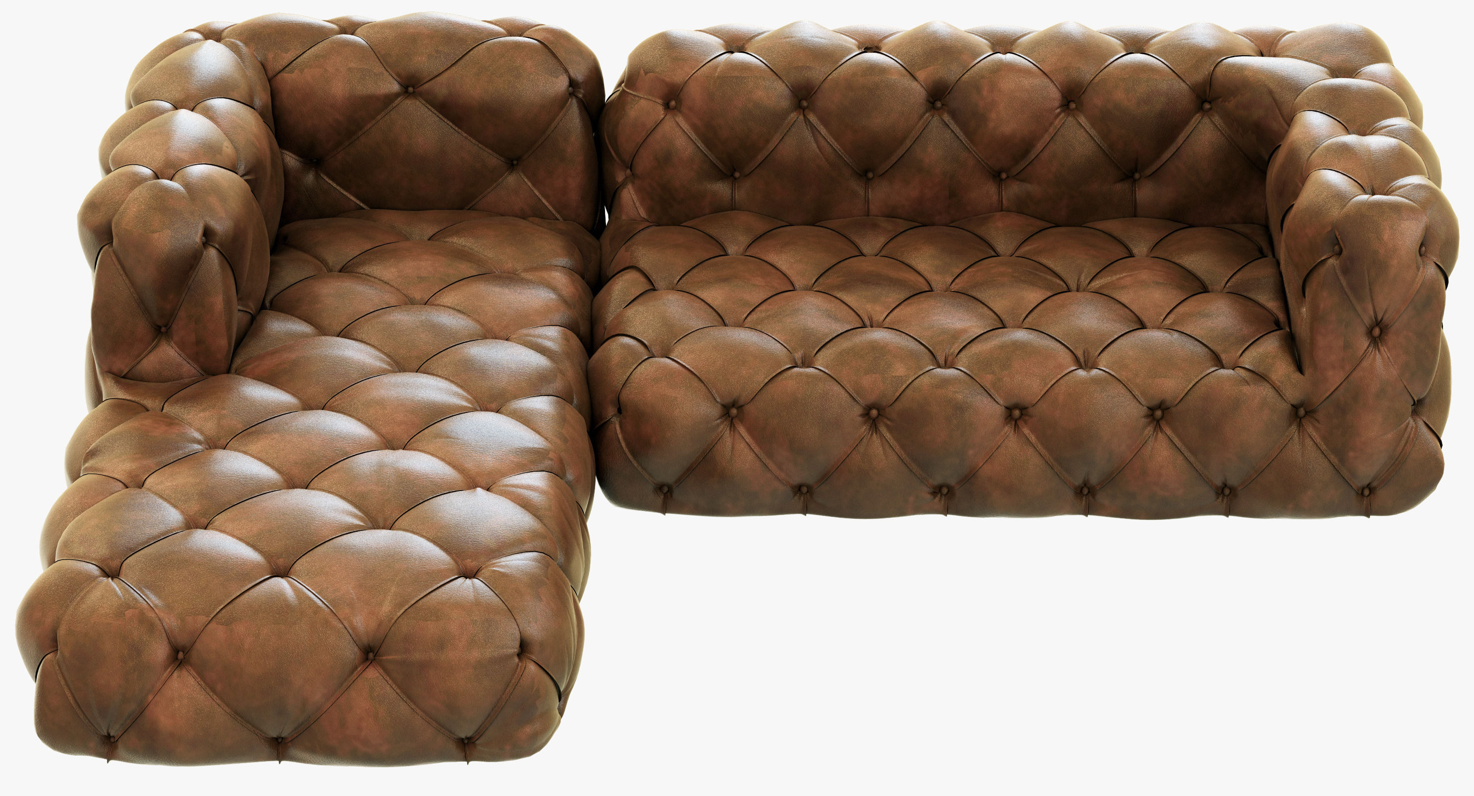 Restoration Hardware Soho Tufted Leather Left-Arm Sofa 3D model_2