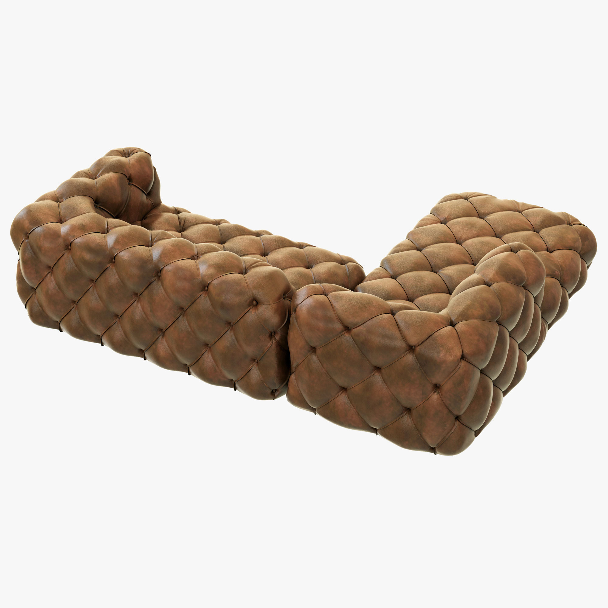 Restoration Hardware Soho Tufted Leather Left-Arm Sofa 3D model_1