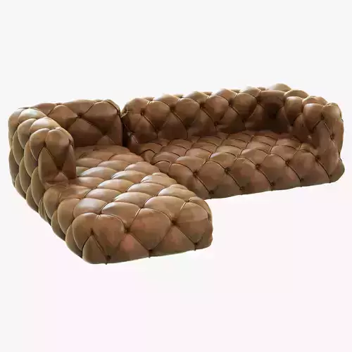 Restoration Hardware Soho Tufted Leather Left-Arm Sofa 3D model