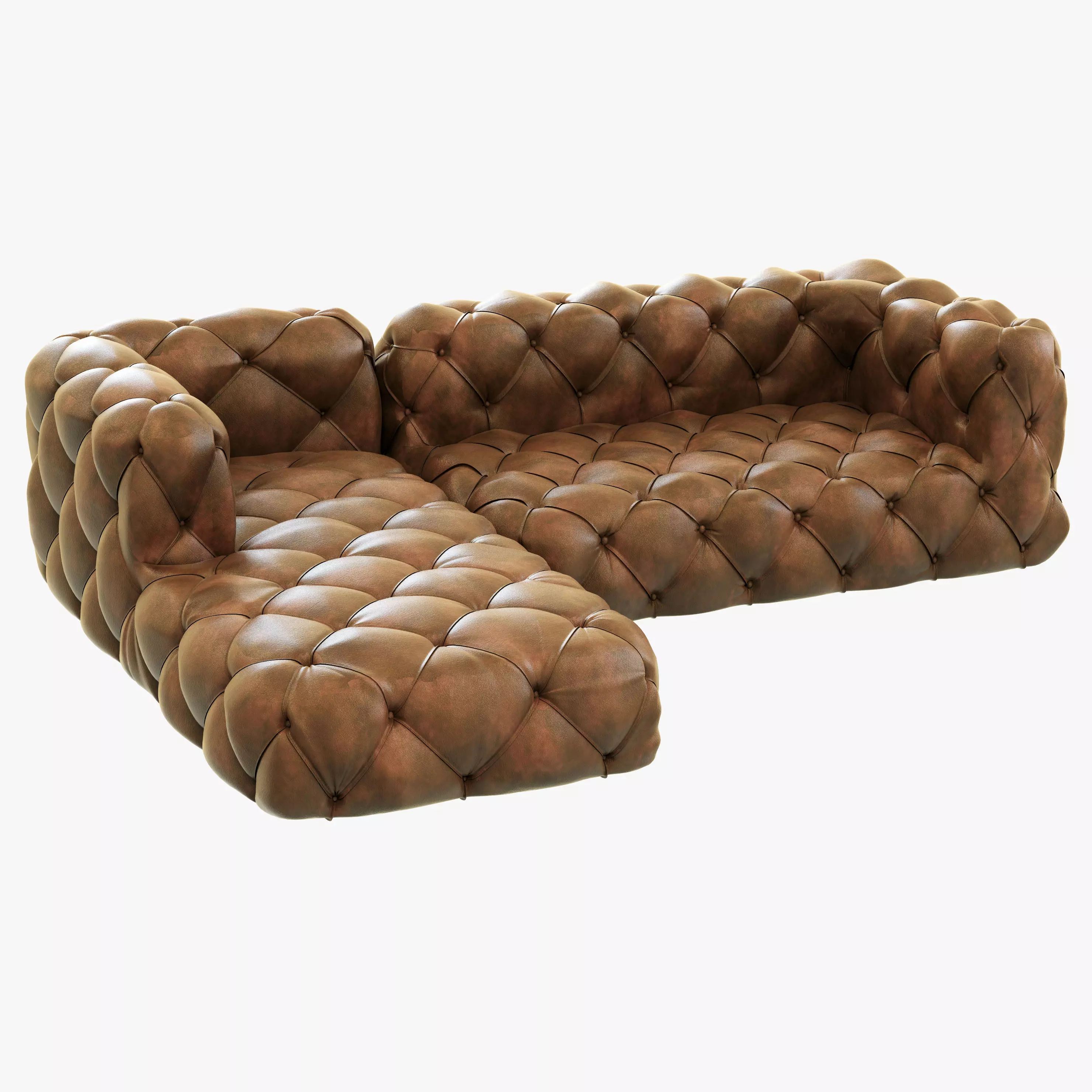 Restoration Hardware Soho Tufted Leather Left-Arm Sofa 3D model_0