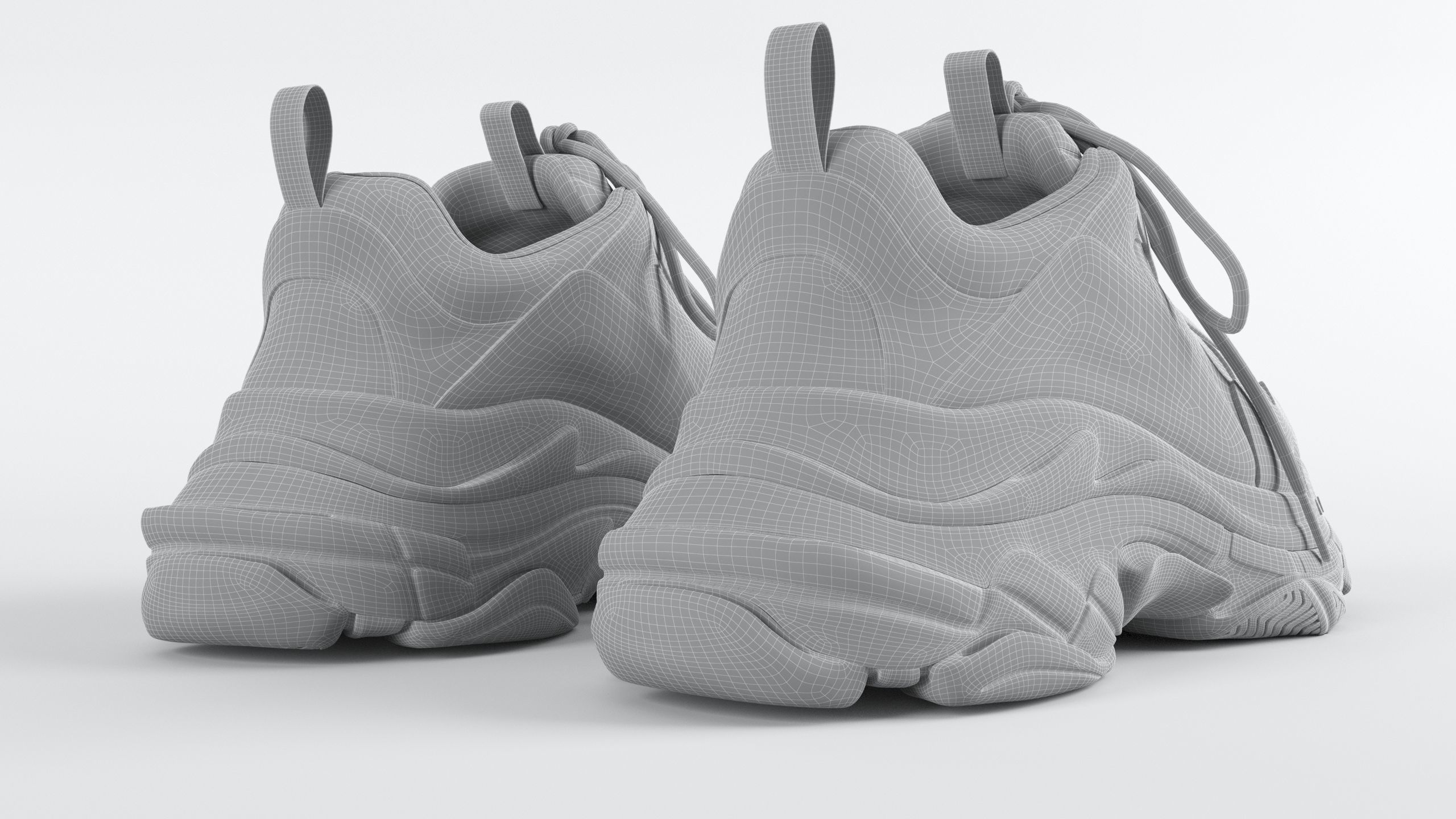 Balenciaga Triple S Yellow Grey PBR  3D model_14