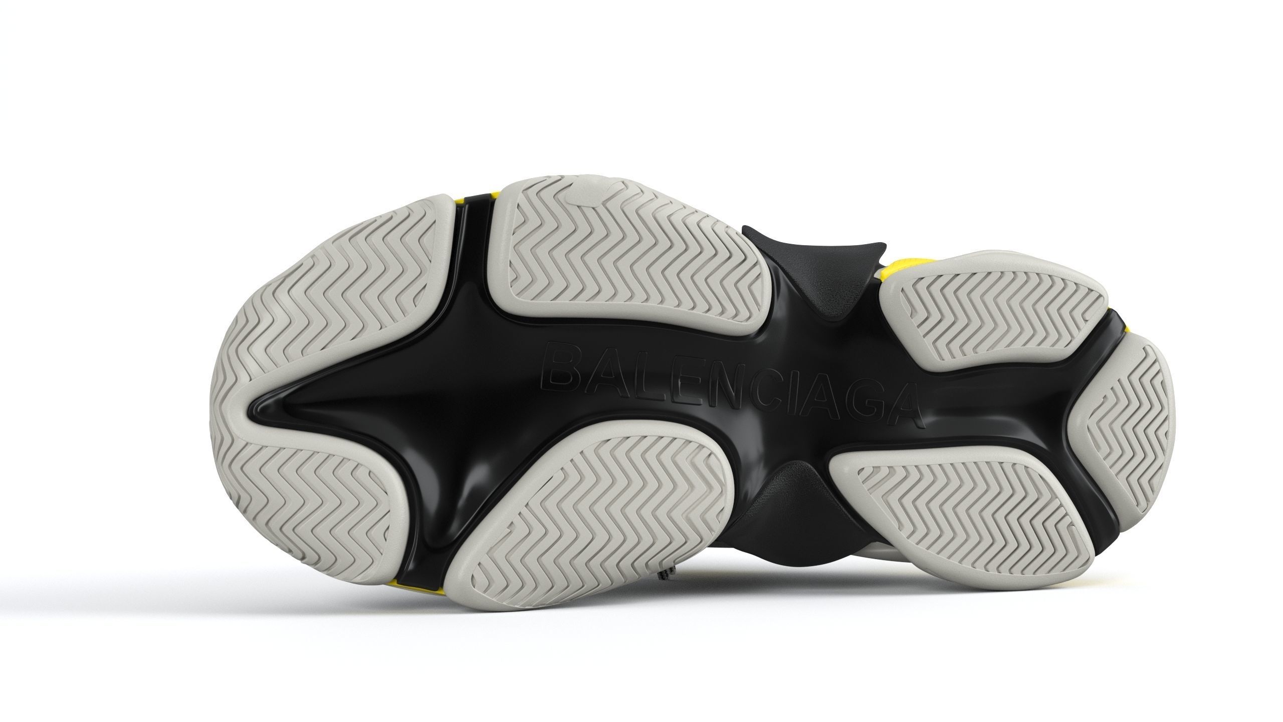 Balenciaga Triple S Yellow Grey PBR  3D model_10