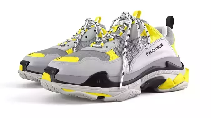 Balenciaga Triple S Yellow Grey PBR  3D model