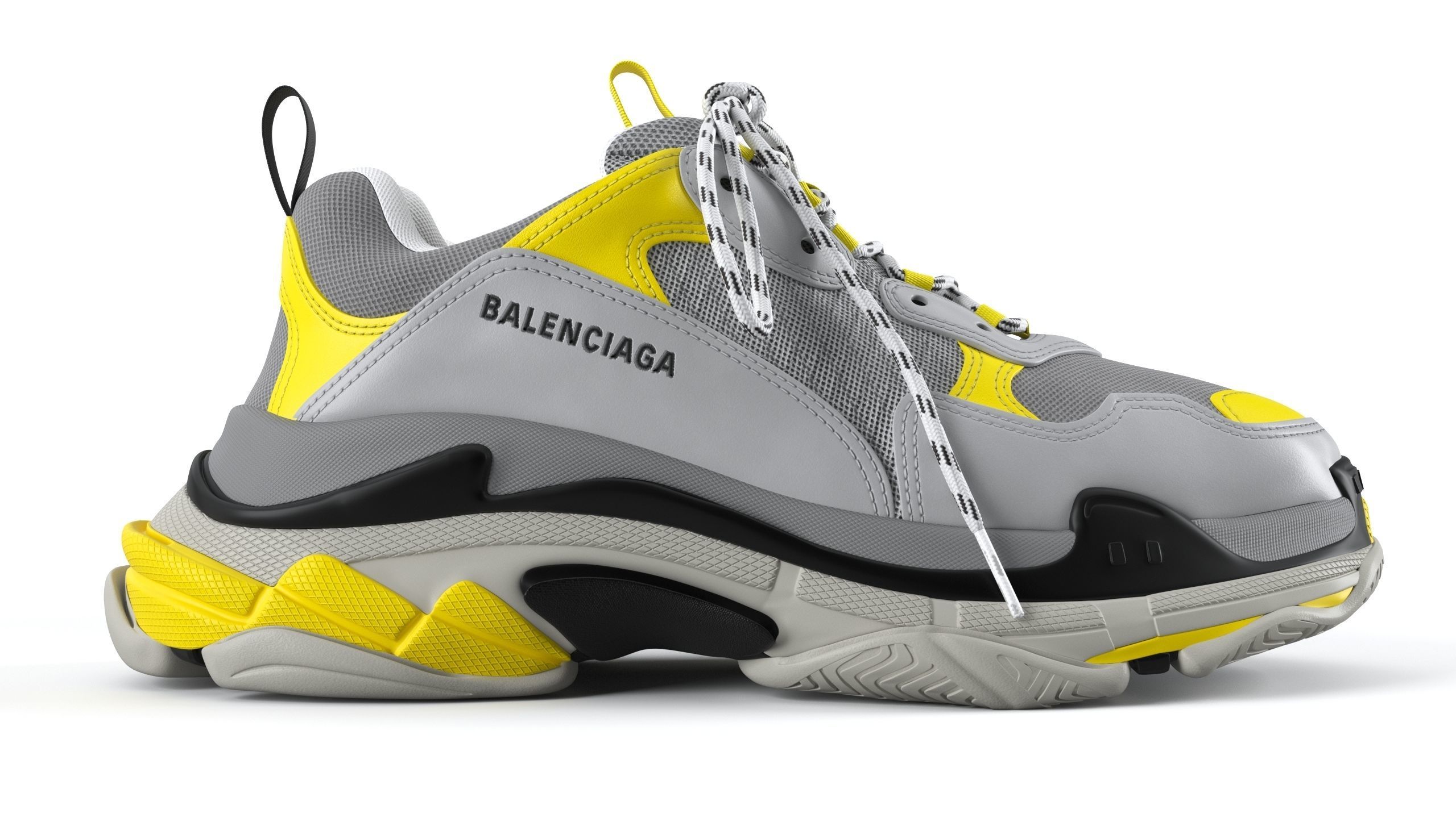 Balenciaga Triple S Yellow Grey PBR  3D model_2